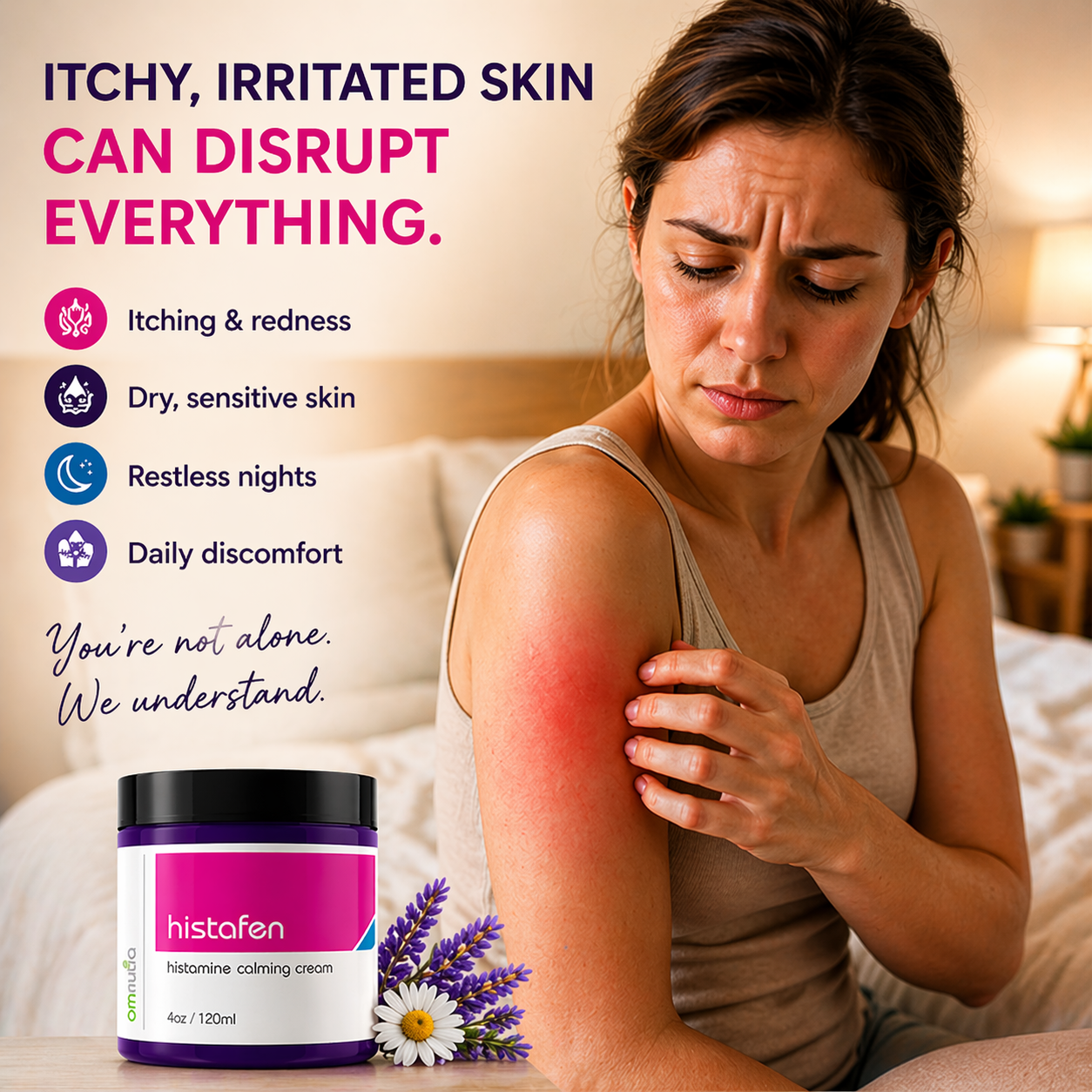 Histafen Anti-Itch Relief Cream - 4oz Natural Anti-Histamine Itch Calming Cream