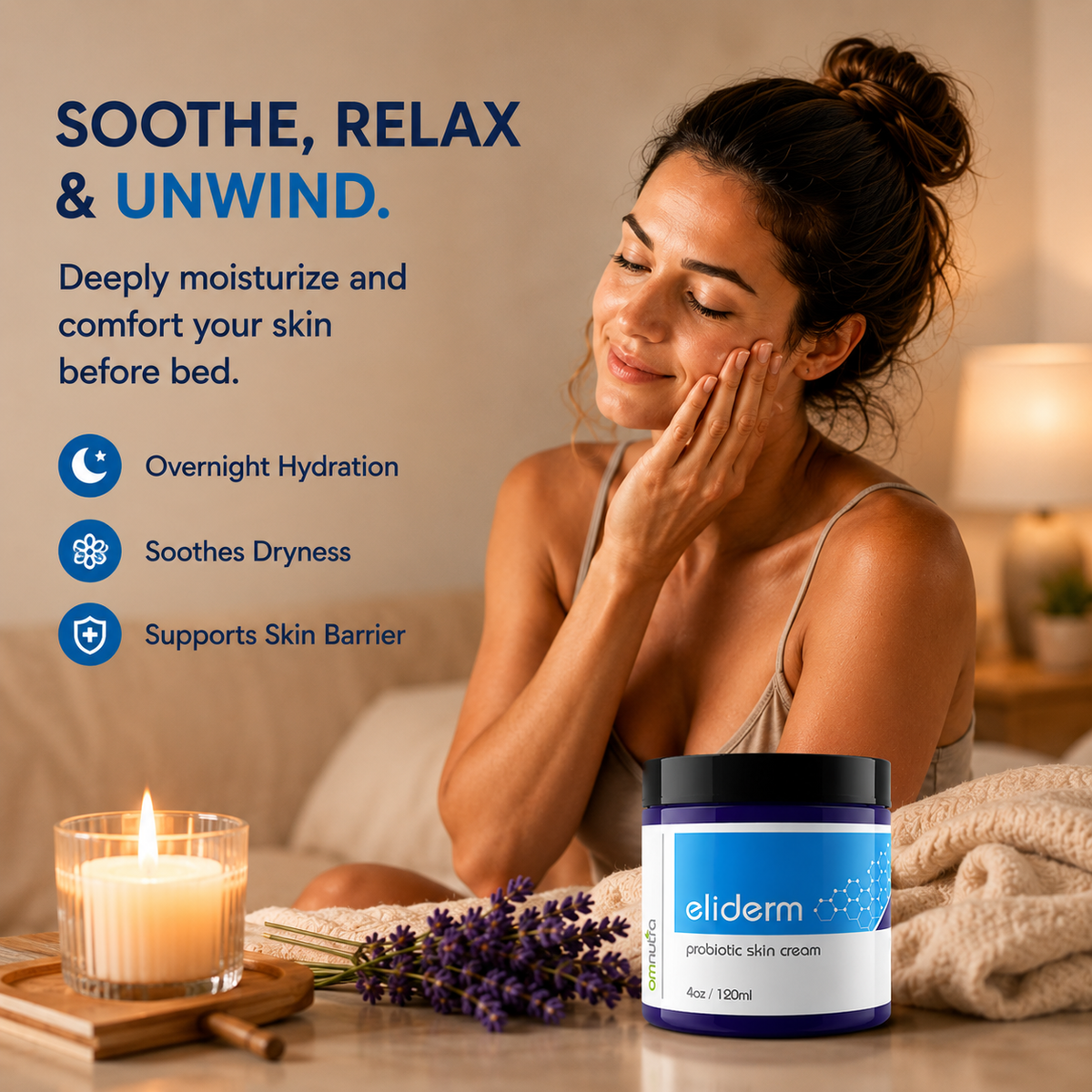 Eliderm Topical Probiotic Skin Cream – 4oz Microbiome Moisturizer for Dry, Sensitive & Stressed Skin