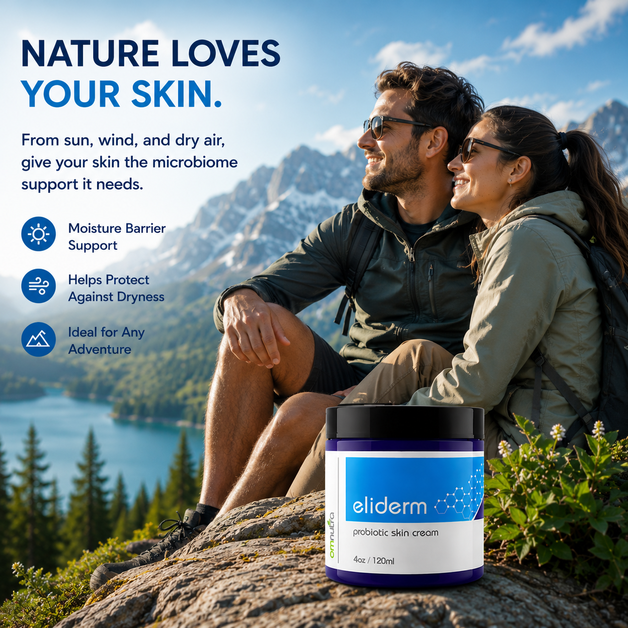 Eliderm Topical Probiotic Skin Cream – 4oz Microbiome Moisturizer for Dry, Sensitive & Stressed Skin