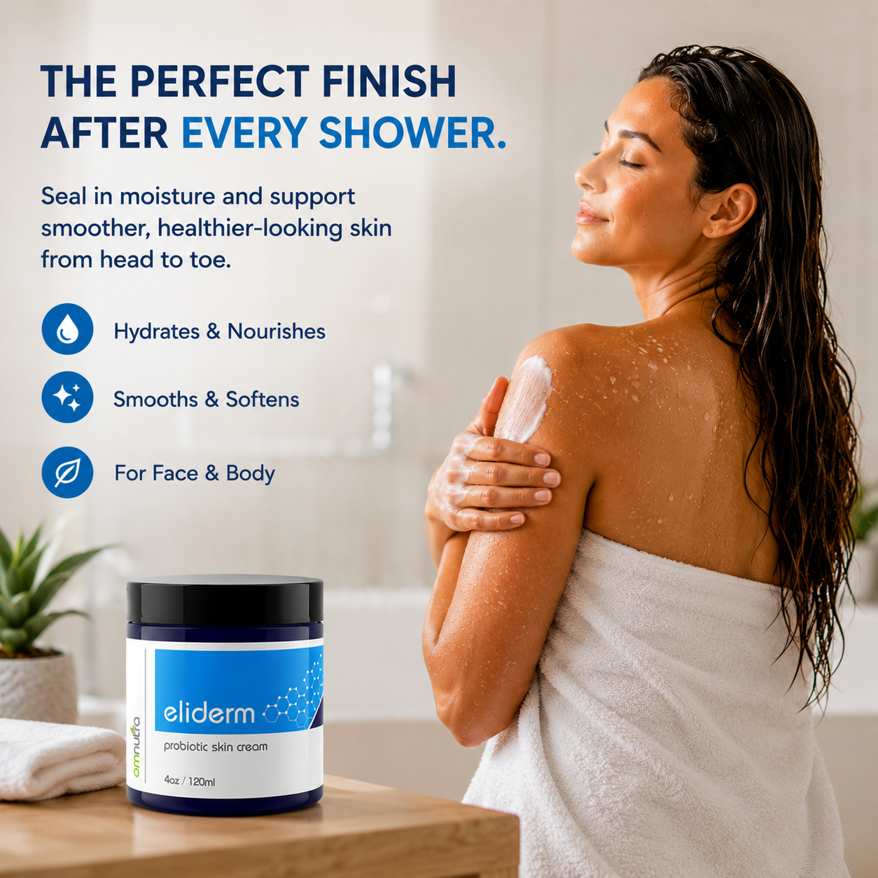Eliderm Topical Probiotic Skin Cream – 4oz Microbiome Moisturizer for Dry, Sensitive & Stressed Skin